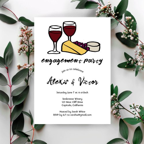 Wine  Cheese Tasting Engagement Party CUSTOM Invitation