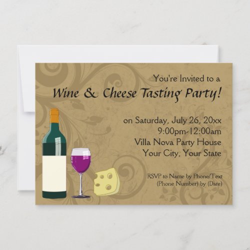 Wine  Cheese Tasting Party Invitations