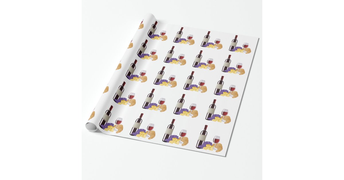 Wine & Cheese Wrapping Paper Zazzle