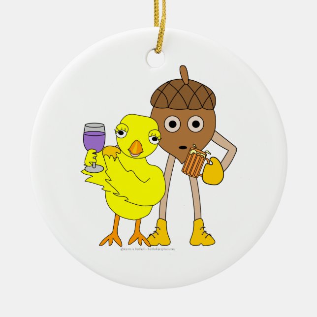 Wine Chick Beer Nut Ceramic Ornament (Front)