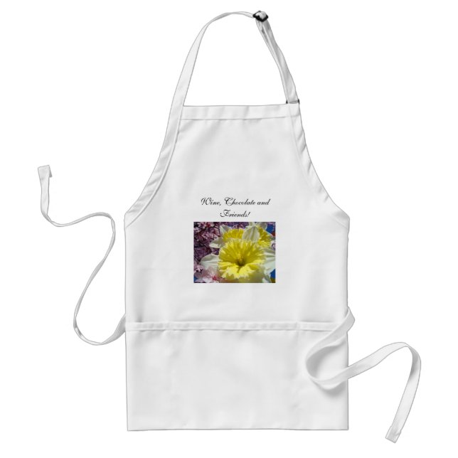 Wine Chocolate & Friends! aprons Spring Flowers (Front)