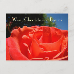 Wine Chocolate & Friends postcards Red Rose Flower