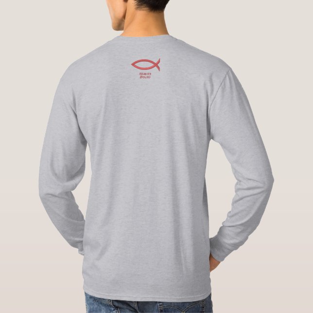 Wine Christian Fish Embroidered Long Sleeve T-Shirt (Back)