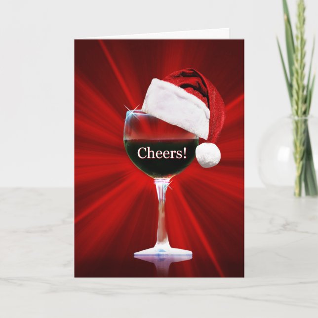 Wine Christmas Happy Holidays Card (Front)