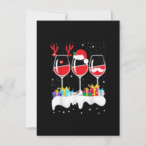 Wine Christmas Lights Xmas Women Santa Hat Reindee Invitation