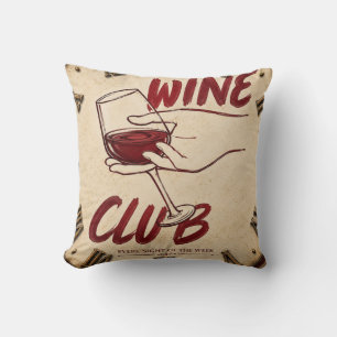 Wine Club Rustic Vineyard Kitchen Home Bar Throw Pillow