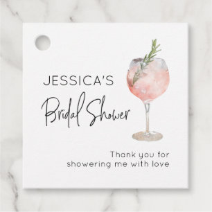 Wine Cocktail Pink Bridal Shower Favor Tags
