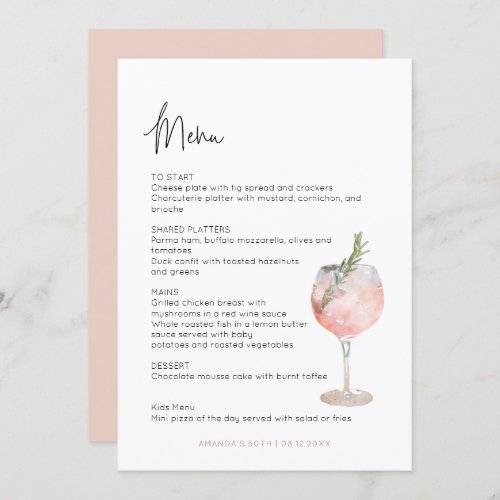 Wine Cocktail Theme Aged to Perfection Bridal Menu