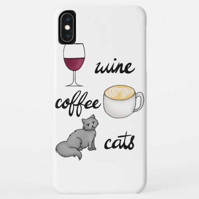 Wine Coffee Cats Funny Cute Cartoon Case-Mate iPhone Case (Back)