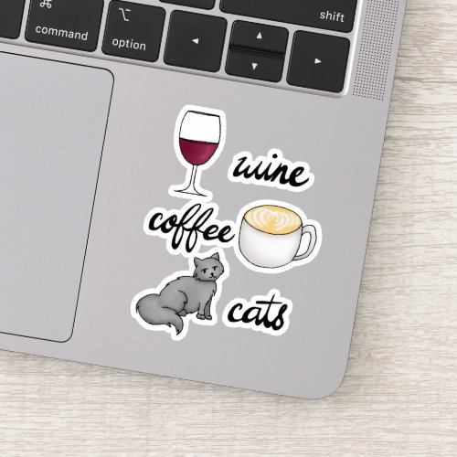 Wine Coffee Cats Sticker