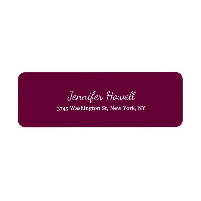 Wine Color Creative Handwriting Plain Feminine Label (Front)
