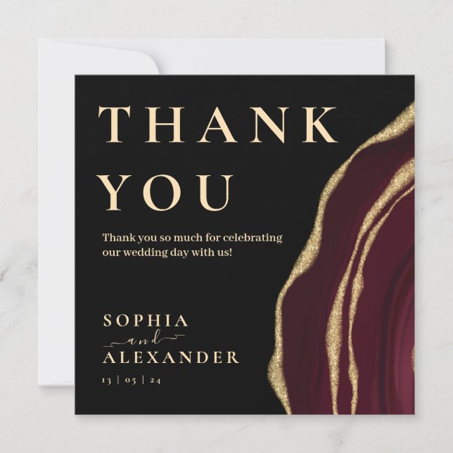 Wine color gemstone thank you card (Front)