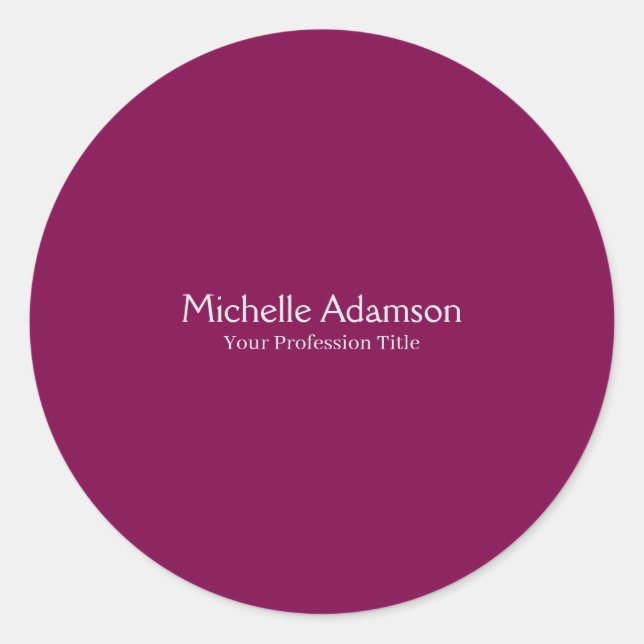 Wine Color Professional Plain Modern Classic Round Sticker (Front)