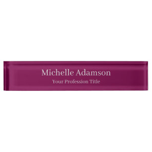 Wine Color Professional Plain Modern Desk Name Plate