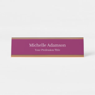 Wine Color Professional Plain Modern Desk Name Plate