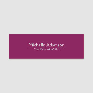 Wine Color Professional Plain Modern Name Tag