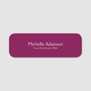 Wine Color Professional Plain Modern Name Tag
