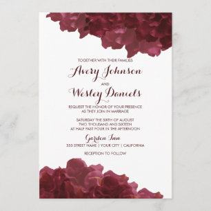Wine Colored Floral Wedding Invitation