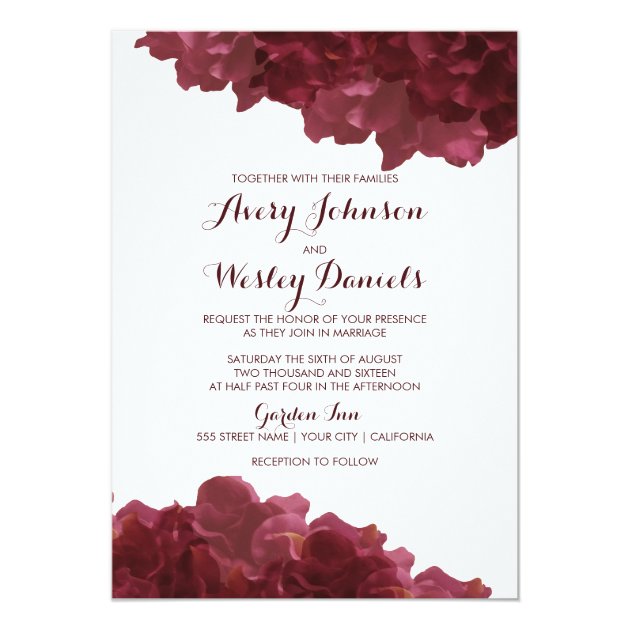 Wine Colored Floral Wedding Invitation