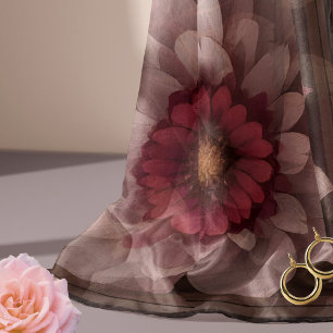 Wine Colored Flowers on Chocolate Brown Scarf