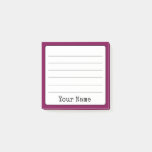 Wine Colored Retro Add Your Name Lined  Post-it Notes