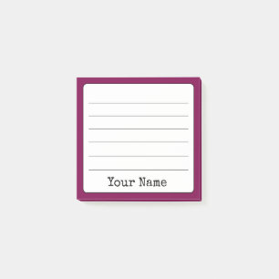 Wine Colored Retro Add Your Name Lined  Post-it Notes