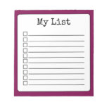 Wine Colored Retro Custom Checklist Lined Notepad