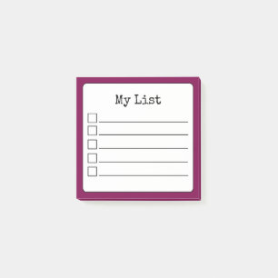 Wine Colored Retro Lined Checklist Post-it Notes