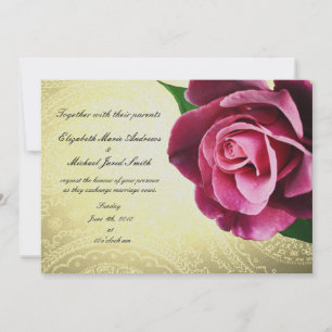 Wine Colored Vintage Rose Wedding Invitation