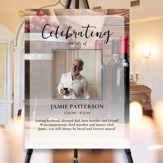 Wine Connoisseur Celebration of Life Photo Funeral Poster (Creator Uploaded)
