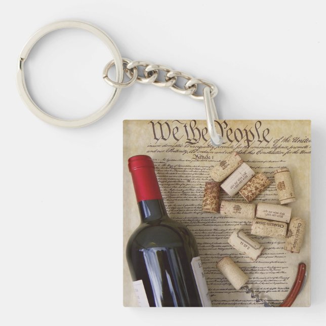 Wine & Constitution Double-Sided Keychain! Keychain (Front)