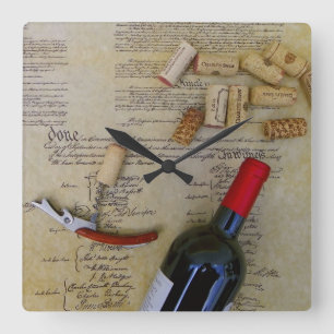 Wine & Constitution Wall Clock! Square Wall Clock