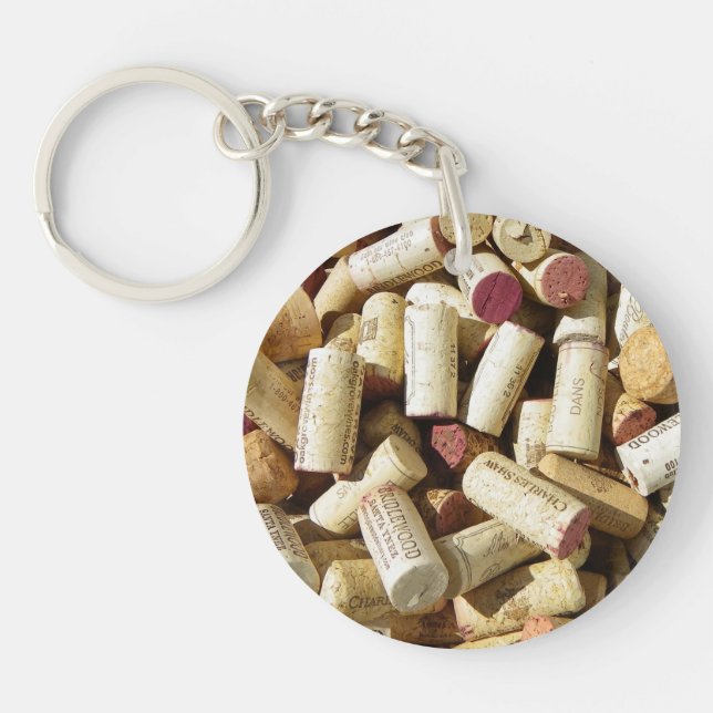 Wine Cork Circle Double-Sided Keychain! Keychain (Front)
