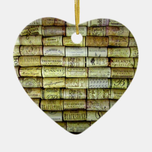 Wine Cork Collage Ceramic Ornament (Front)