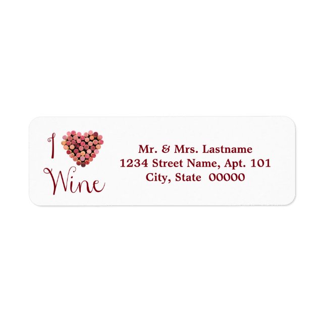 Wine Cork Heart Address Labels (Front)