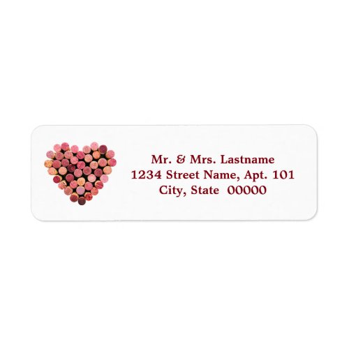 Wine Cork Heart Address Labels