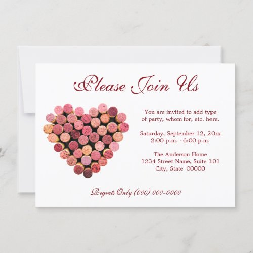Wine Cork Heart Invitations