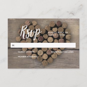 Wine Cork Heart Rsvp Card by Whimzy_Designs at Zazzle