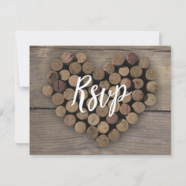 Wine Cork Heart Rsvp Post Card (Front)