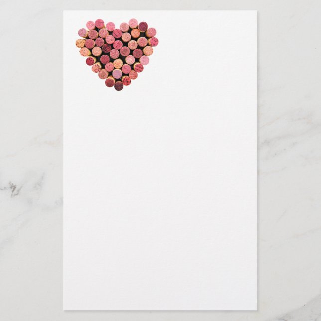 Wine Cork Heart Stationery (Front)