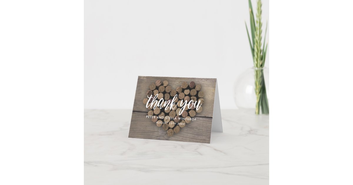 Wine Cork Heart Thank You notes Zazzle