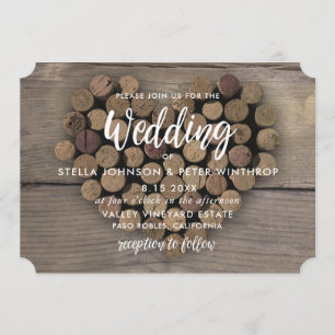 Wine Cork Heart Wedding Invite