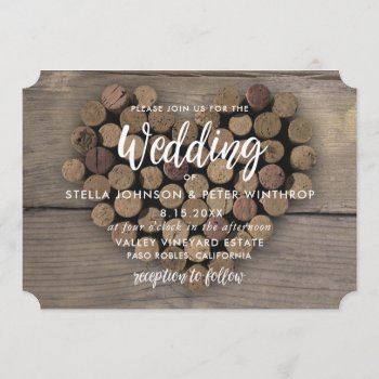 Wine Cork Heart Wedding Invite by Whimzy_Designs at Zazzle