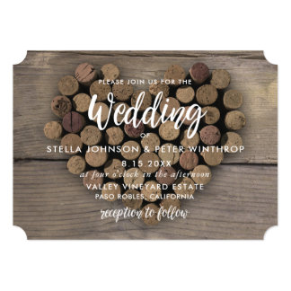 Wine Cork Heart Wedding Invite