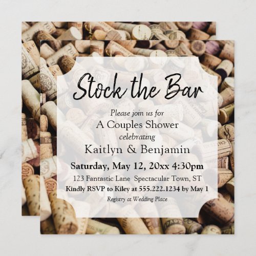 Wine Cork Photo Stock the Bar Couples Shower Invitation