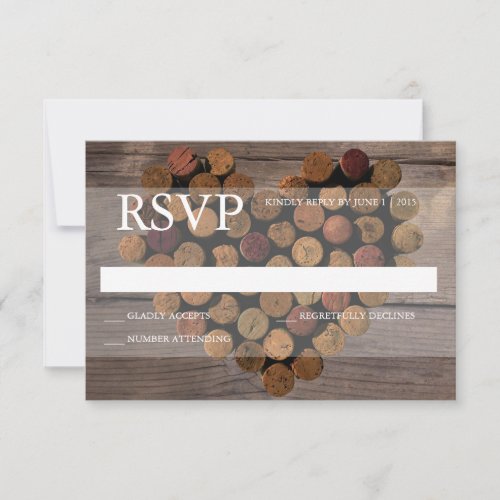 Wine cork rustic RSVP card