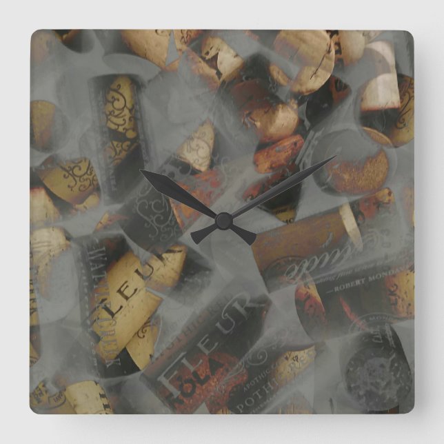 wine Cork Square Wall Clock (Front)