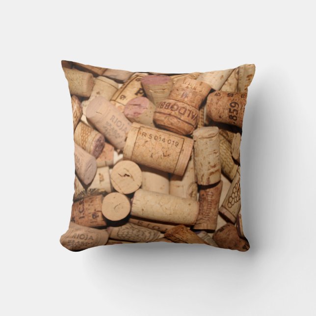 Wine Cork Throw Pillow (Front)