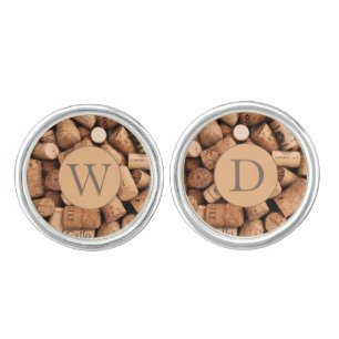 Wine Corks Monogram Wedding Groom Cufflinks