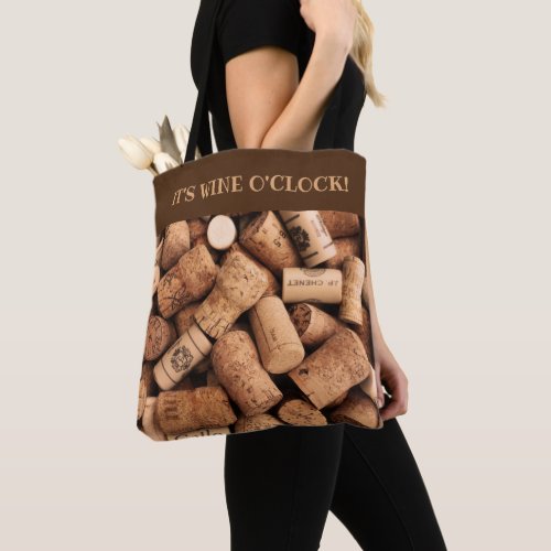 Wine Corks Photo its Wine OClock Slogan Tote Bag